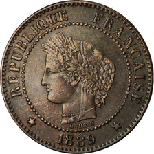 Munten, Frankrijk, Cérès, 2 Centimes, 1889, Paris, ZF, Bronze, KM:827.1