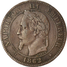 Moneta, Francja, Napoleon III, 2 Centimes, 1862, Strasbourg, VF(20-25)