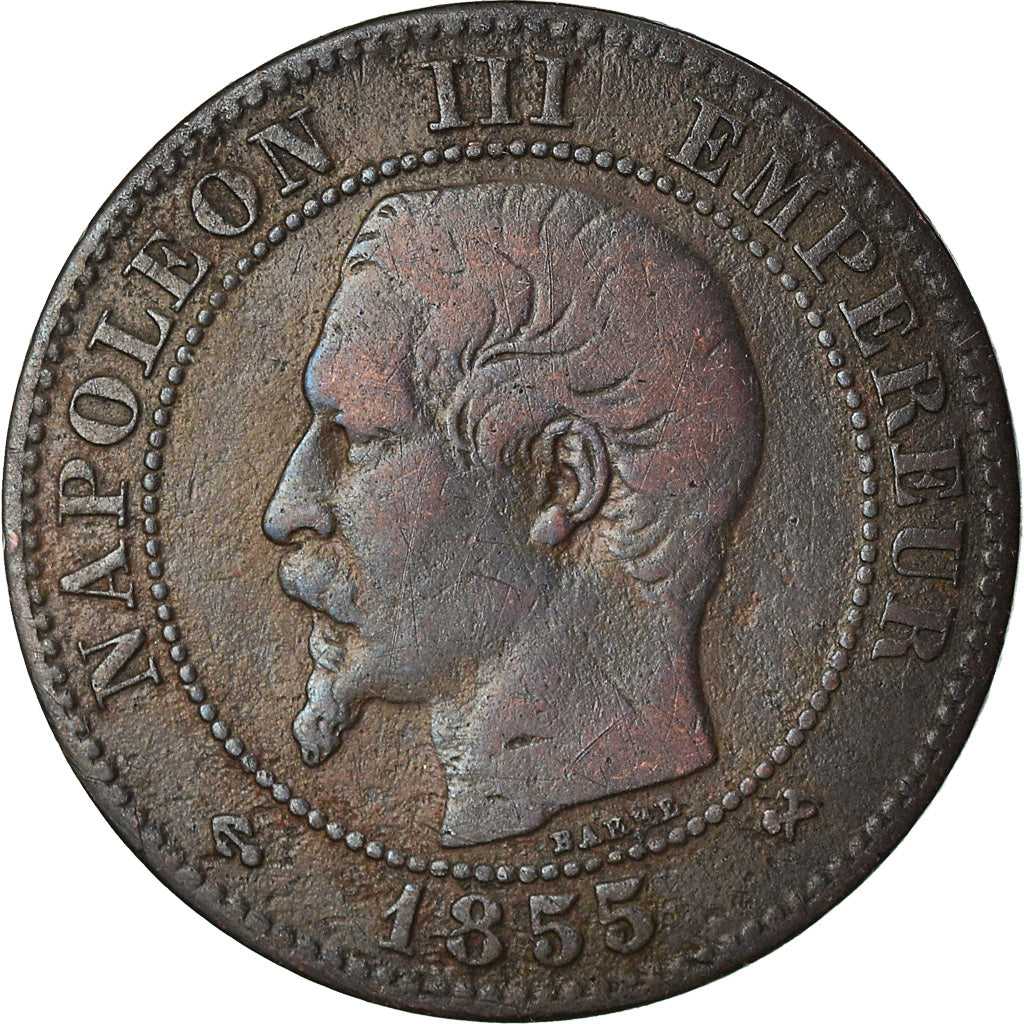 Moeda, França, Napoleon III, 2 Centimes, 1855, Rouen, VF(20-25)