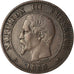 Moneda, Francia, Napoleon III, 2 Centimes, 1855, Strasbourg, MBC