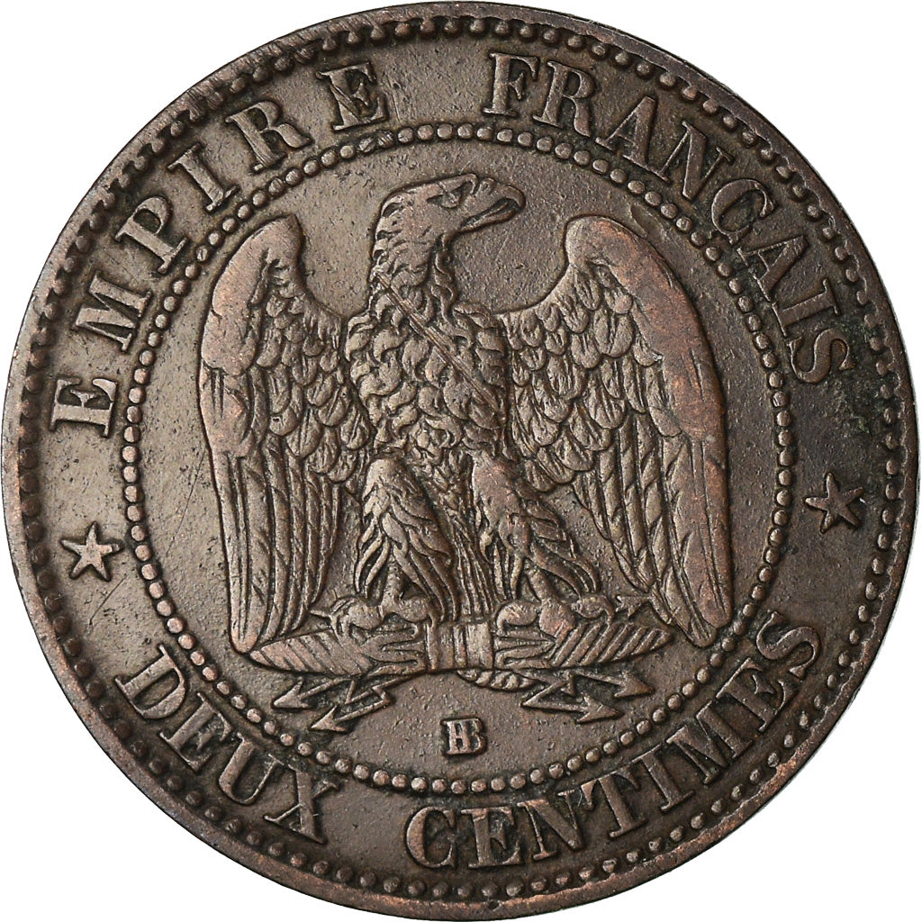 Moeda, França, Napoleon III, 2 Centimes, 1855, Strasbourg, EF(40-45)