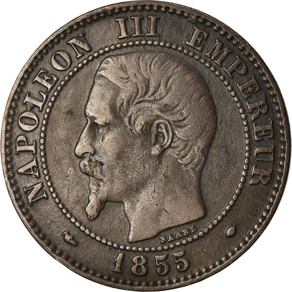 Moeda, França, Napoleon III, 2 Centimes, 1855, Marseille, VF(30-35)