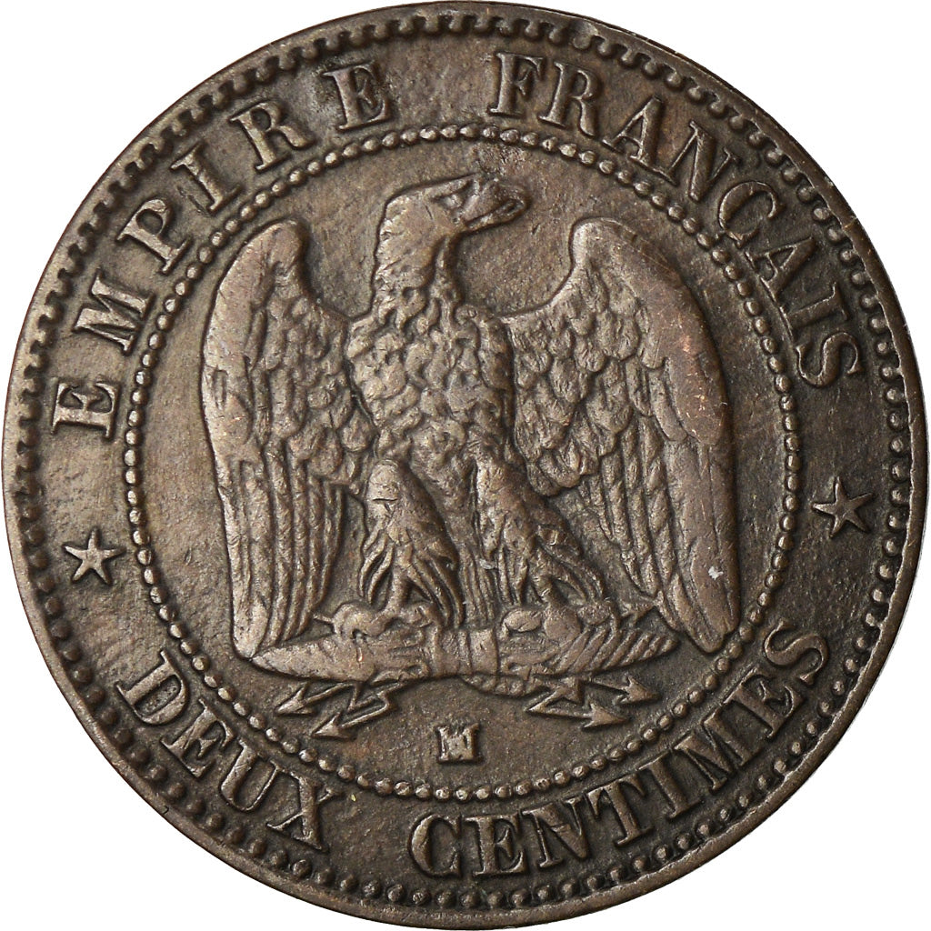 Moeda, França, Napoleon III, 2 Centimes, 1855, Marseille, VF(30-35)
