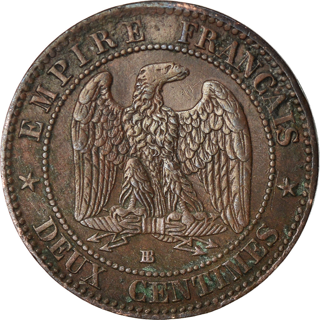 Münze, Frankreich, Napoleon III, 2 Centimes, 1855, Strasbourg, S+