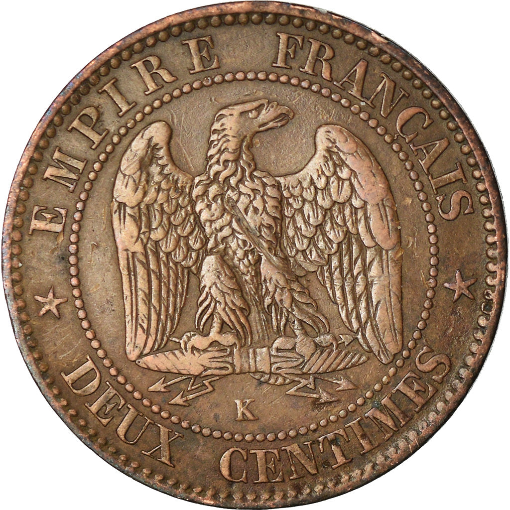 Monnaie, France, Napoleon III, 2 Centimes, 1854, Bordeaux, TB+, Gad 103