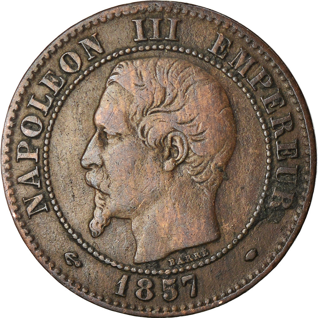 Coin, France, Napoleon III, 2 Centimes, 1857, Marseille, VF(20-25)