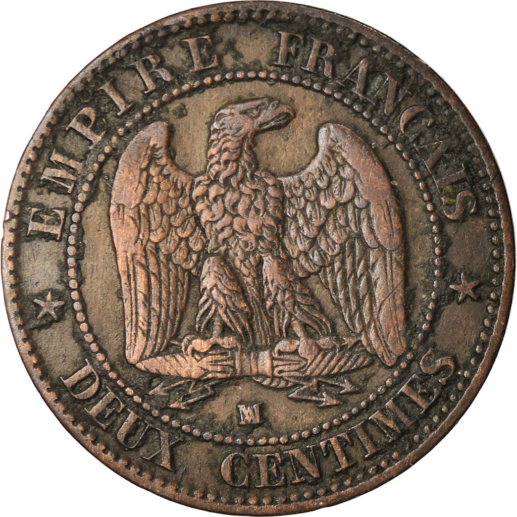 Coin, France, Napoleon III, 2 Centimes, 1857, Marseille, VF(20-25)