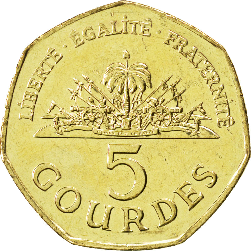 Haiti, 5 Gourdes, 2011, KM #New, MS(63), Brass plated steel, 9.14