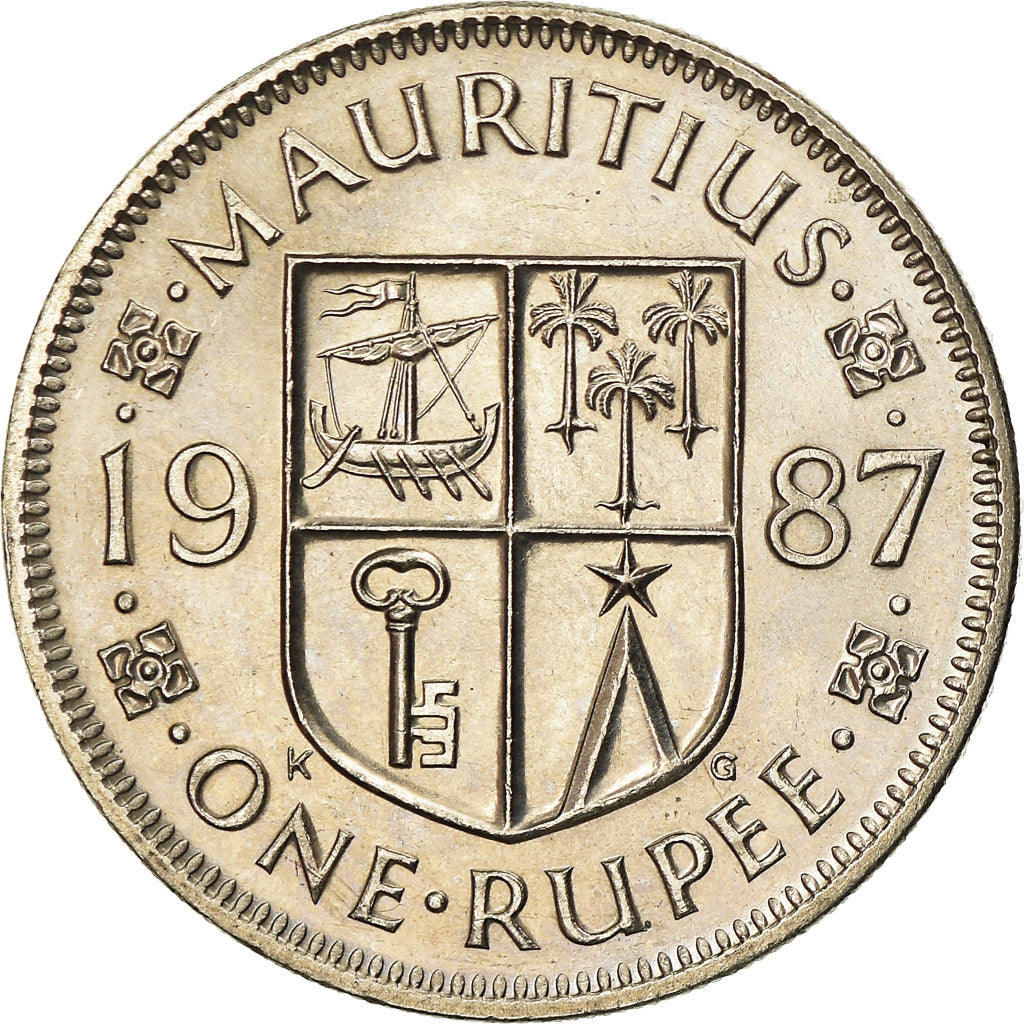 Münze, Mauritius, Rupee, 1987, VZ, Copper-nickel, KM:55