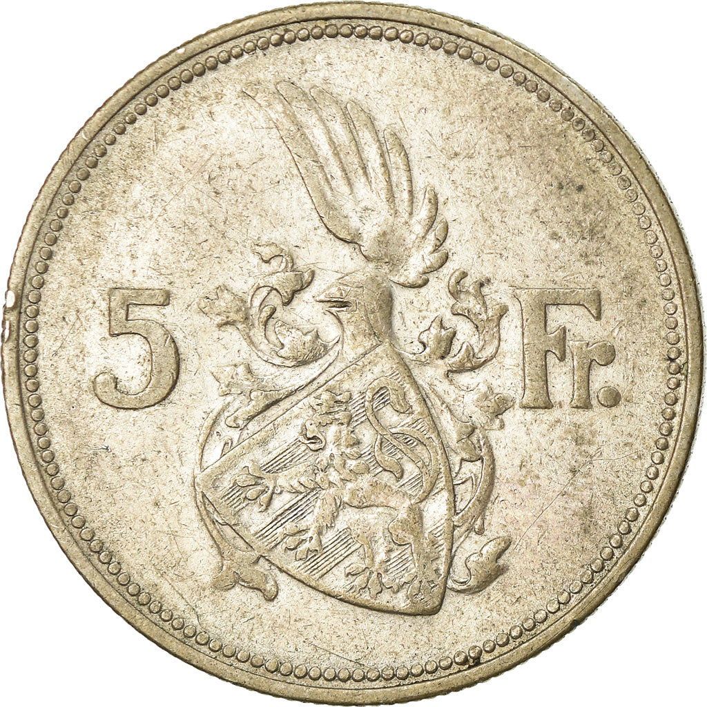 Coin, Luxembourg, Charlotte, 5 Francs, 1929, EF(40-45), Silver, KM:38