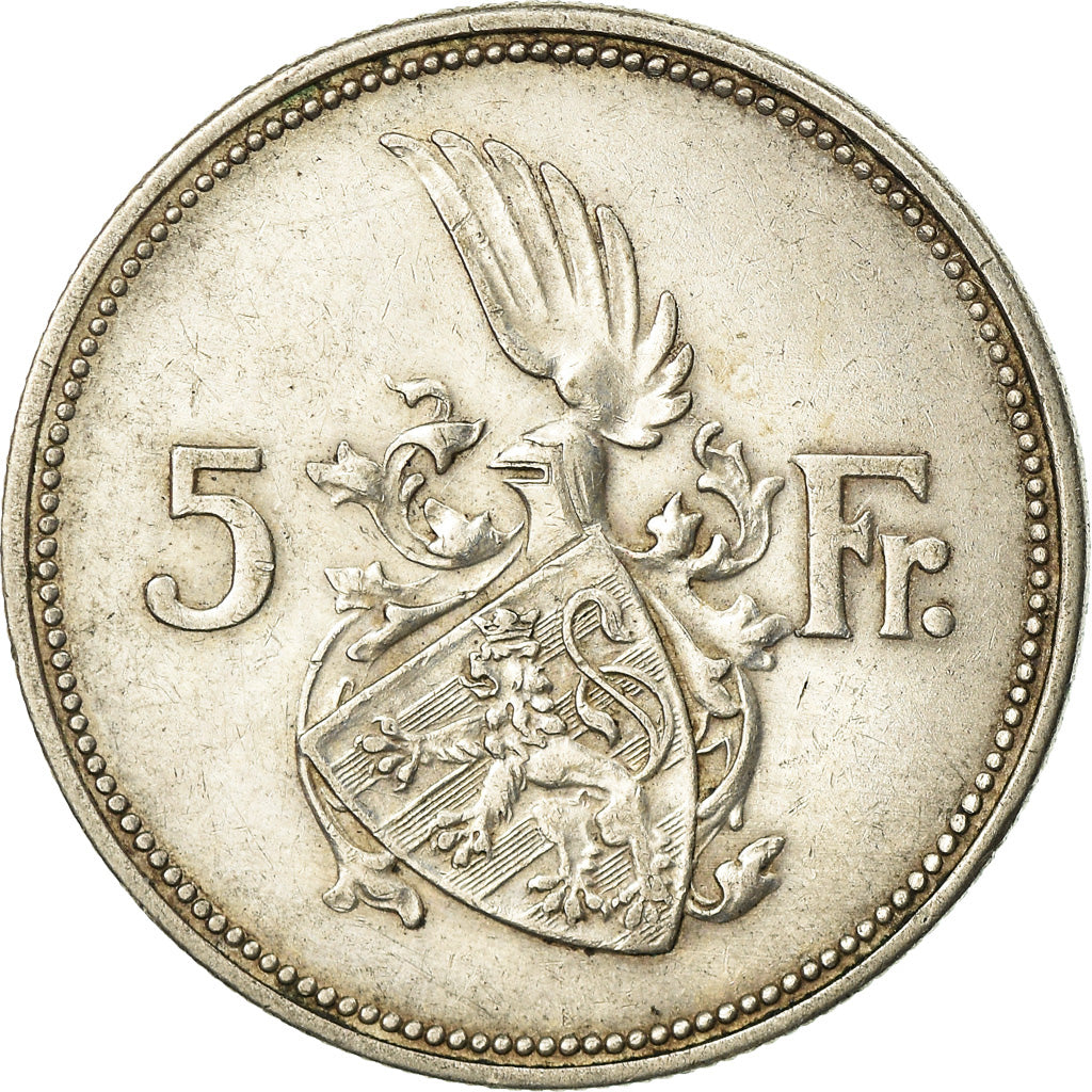 Coin, Luxembourg, Charlotte, 5 Francs, 1929, EF(40-45), Silver, KM:38