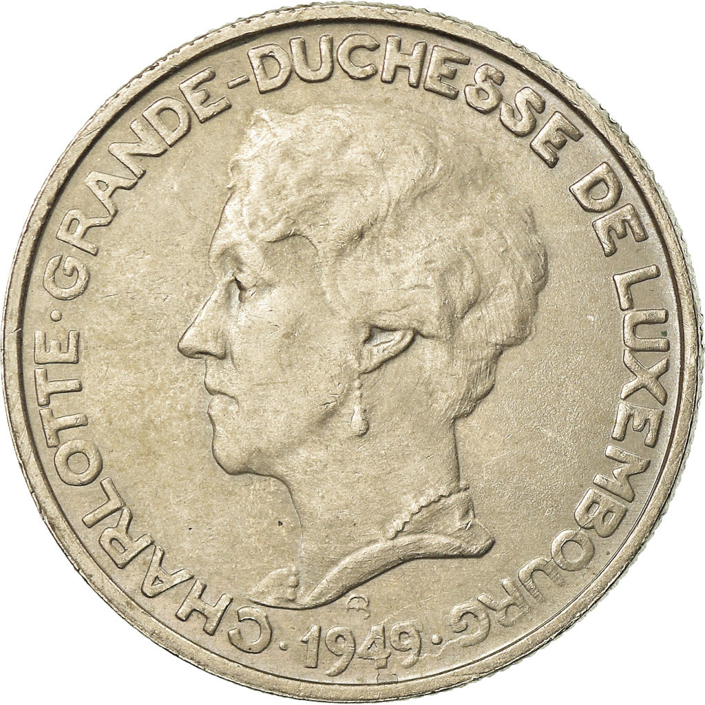 Coin, Luxembourg, Charlotte, 5 Francs, 1949, AU(50-53), Copper-nickel, KM:50