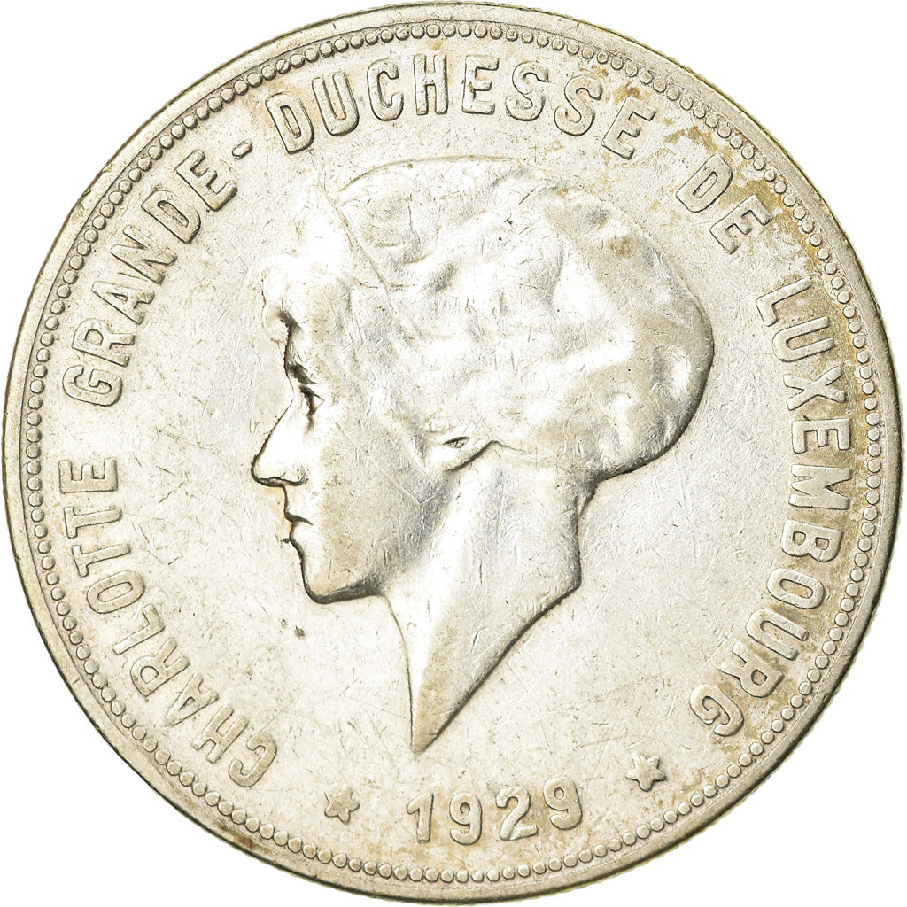 Coin, Luxembourg, Charlotte, 10 Francs, 1929, EF(40-45), Silver, KM:39