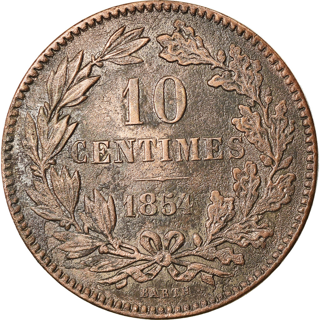 Coin, Luxembourg, William III, 10 Centimes, 1854, Utrecht, VF(30-35), Bronze