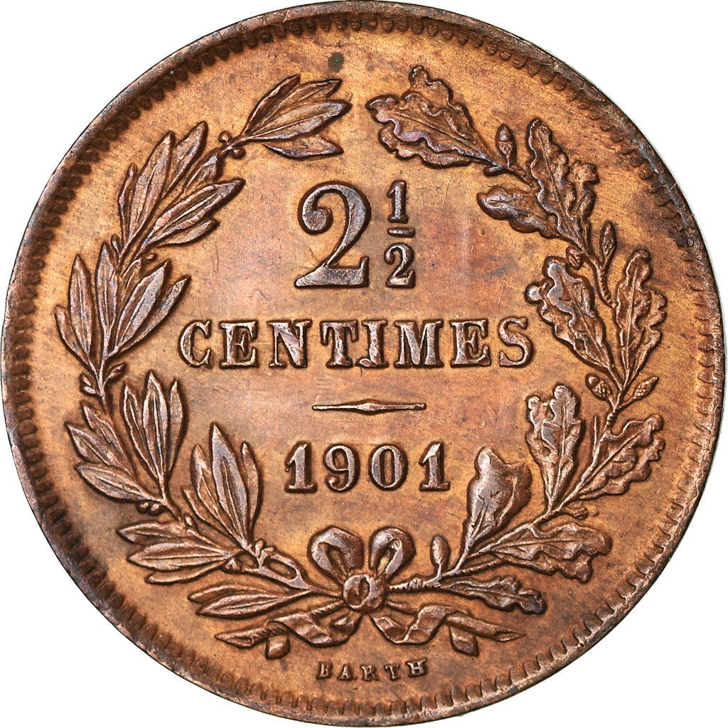 Coin, Luxembourg, William III, 2-1/2 Centimes, 1901, Utrecht, EF(40-45), Bronze