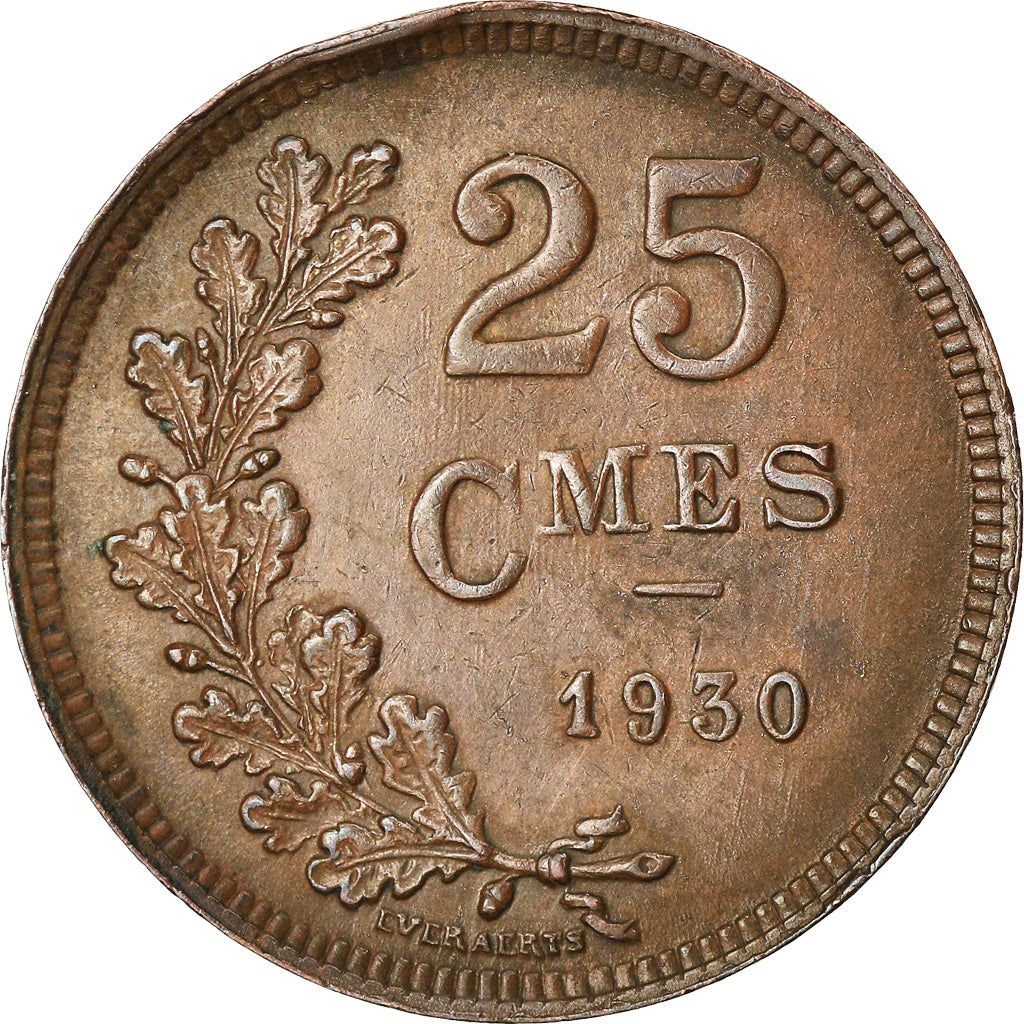 Münze, Luxemburg, Charlotte, 25 Centimes, 1930, SS, Bronze, KM:42