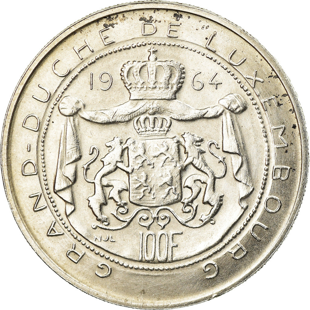 Coin, Luxembourg, Charlotte, 100 Francs, 1964, AU(50-53), Silver, KM:54