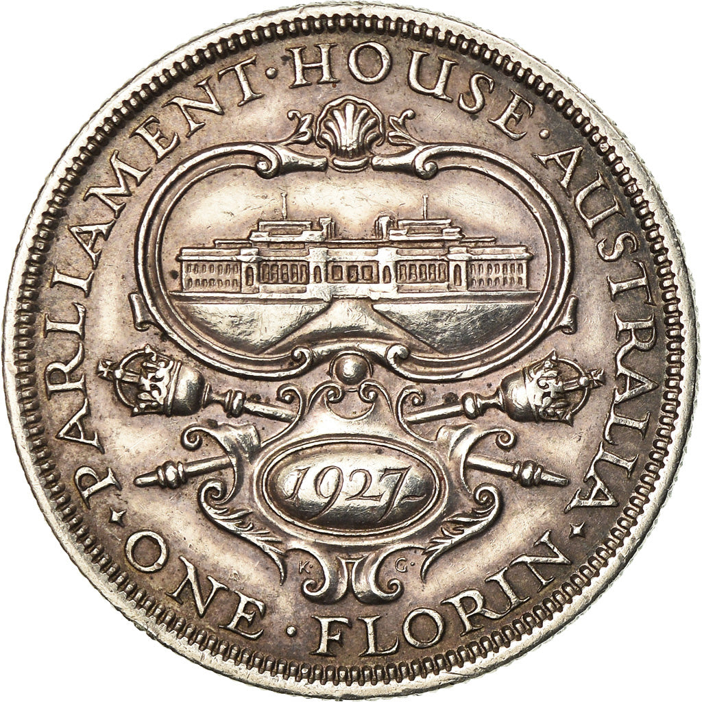 Moneta, Australia, George V, Florin, 1927, Melbourne, BB+, Argento, KM:31