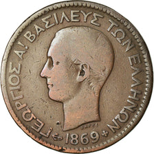 Coin, Greece, George I, 10 Lepta, 1869, Strassburg, VF(30-35), Copper, KM:43