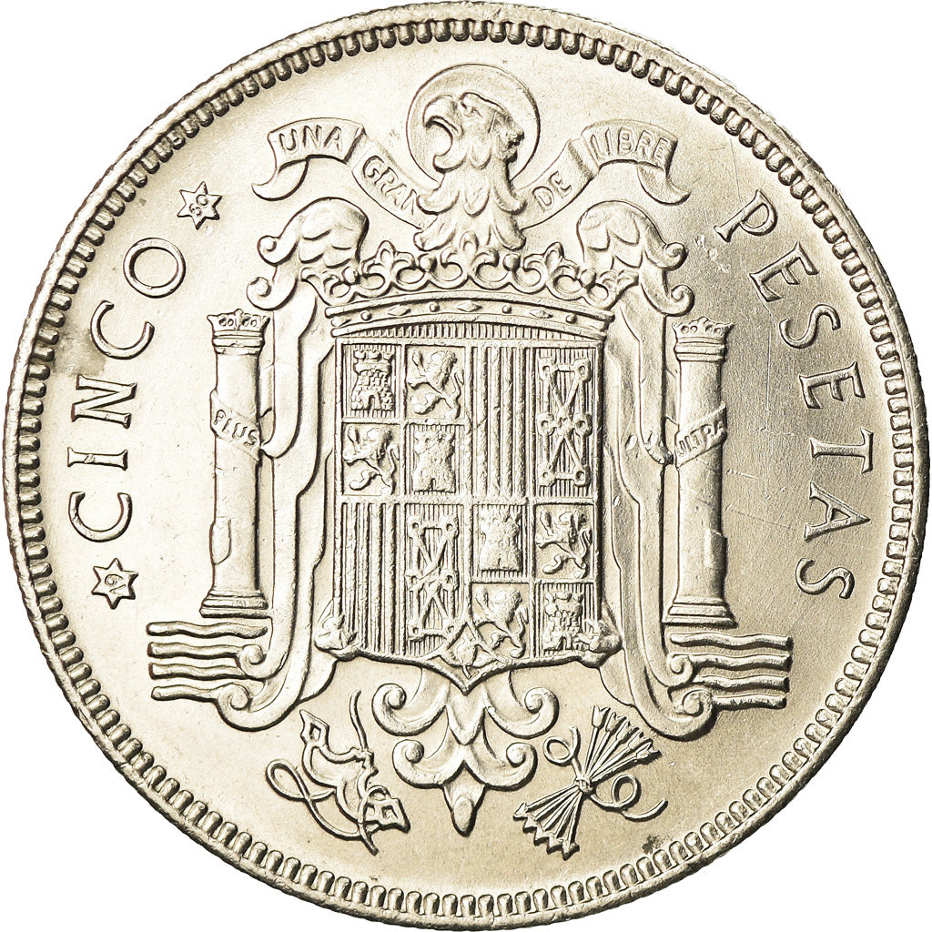 Moneda, España, Caudillo and regent, 5 Pesetas, 1950, EBC, Níquel, KM:778