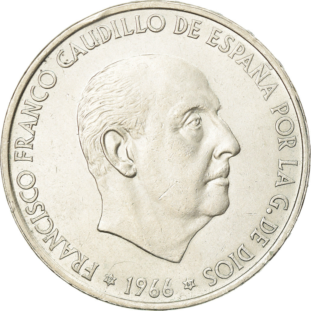 Coin, Spain, Caudillo and regent, 100 Pesetas, 1967, AU(55-58), Silver, KM:797
