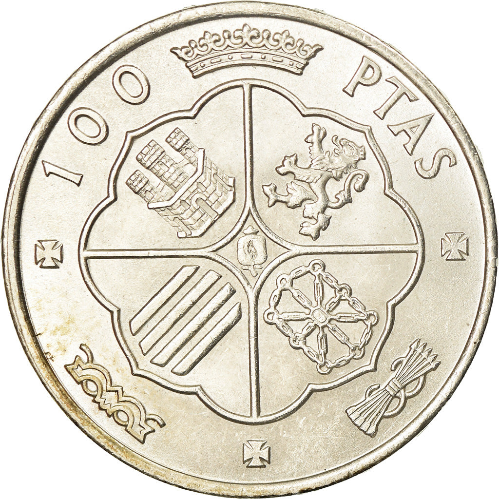 Coin, Spain, Caudillo and regent, 100 Pesetas, 1966, AU(55-58), Silver, KM:797