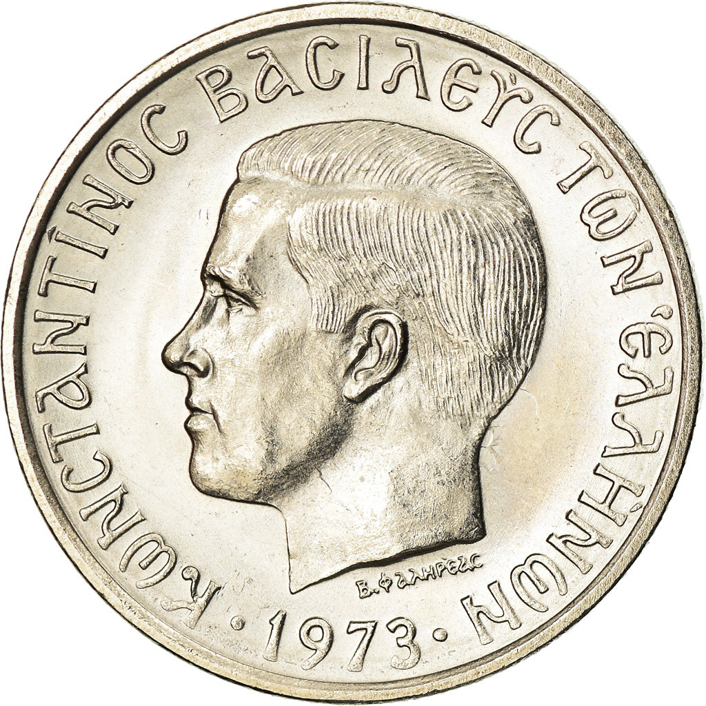 Coin, Greece, Constantine II, 5 Drachmai, 1973, AU(55-58), Copper-nickel, KM:100