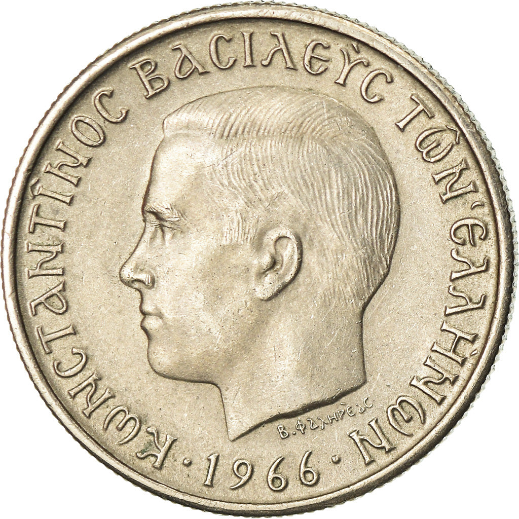 Coin, Greece, Constantine II, Drachma, 1966, AU(55-58), Copper-nickel, KM:89