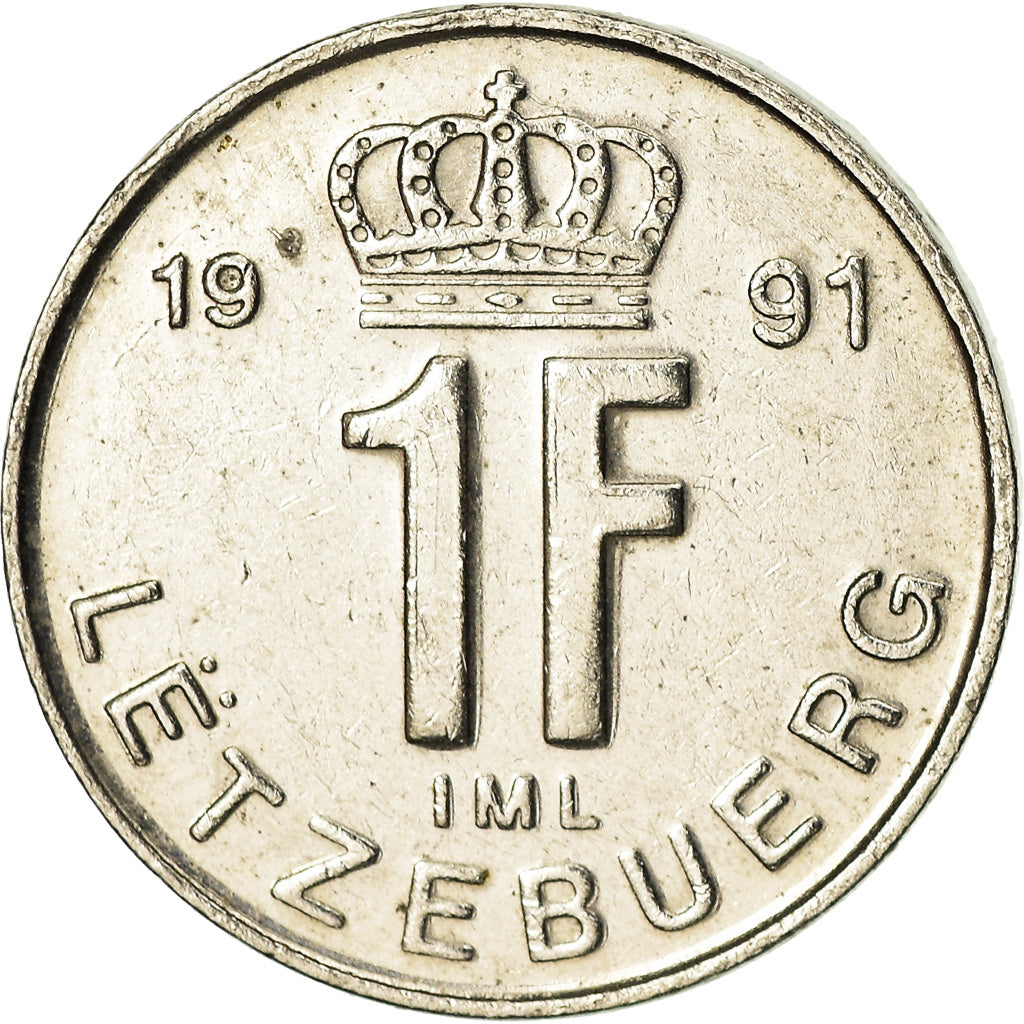 Moneta, Luksemburg, Jean, Franc, 1991, AU(55-58), Nickel platerowany stalą