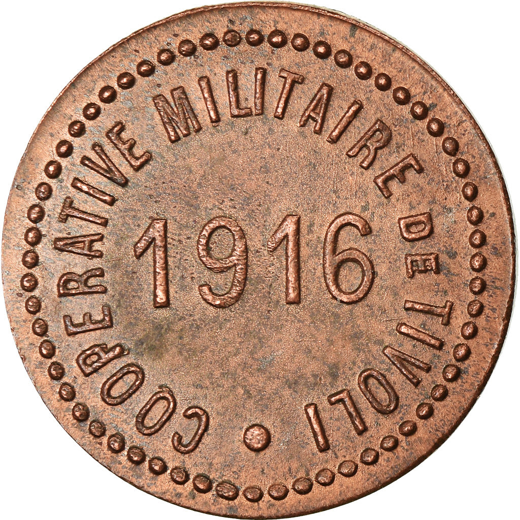 Moeda, França, Coopérative Militaire de Tivoli, Bourges, 10 Centimes, 1916