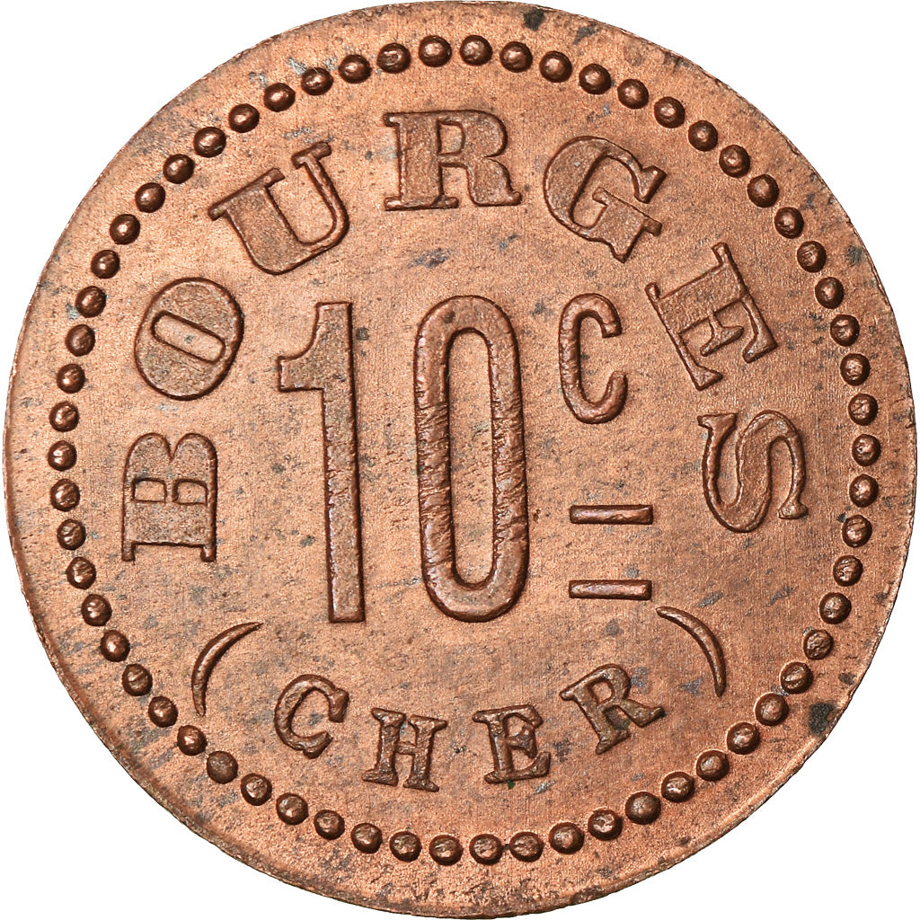 Moeda, França, Coopérative Militaire de Tivoli, Bourges, 10 Centimes, 1916