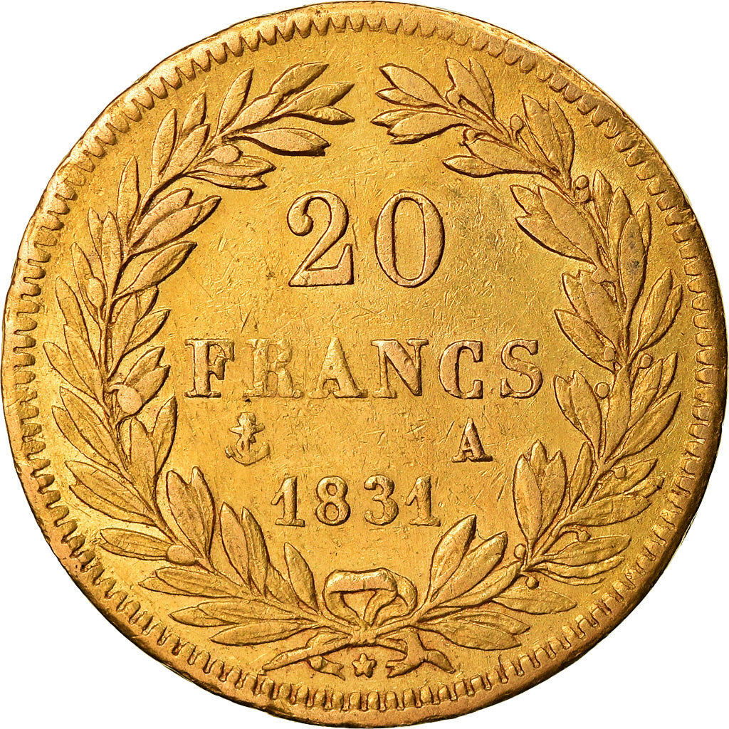 Munten, Frankrijk, Louis-Philippe, 20 Francs, 1831, Paris, ZF, Goud, KM:739.1