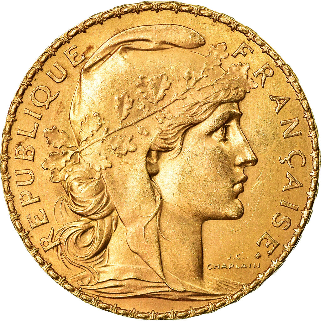 Moneda, Francia, Marianne, 20 Francs, 1914, Paris, EBC, Oro, KM:857