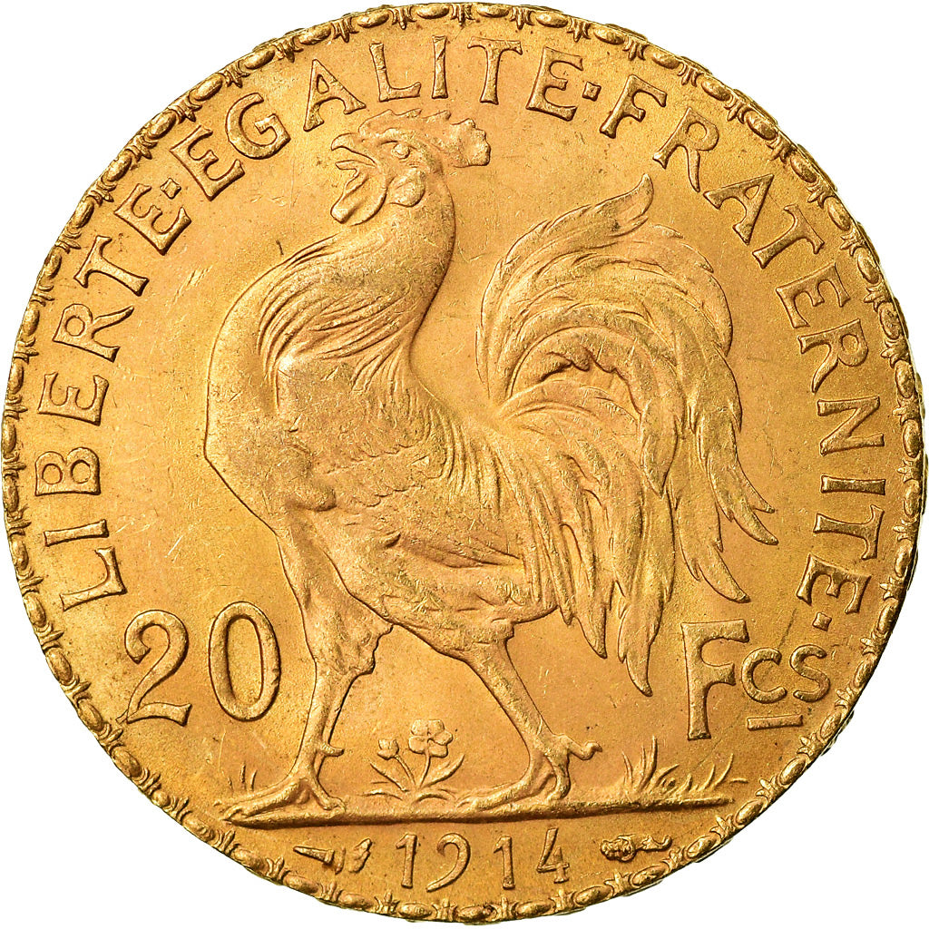 Moneda, Francia, Marianne, 20 Francs, 1914, Paris, EBC, Oro, KM:857