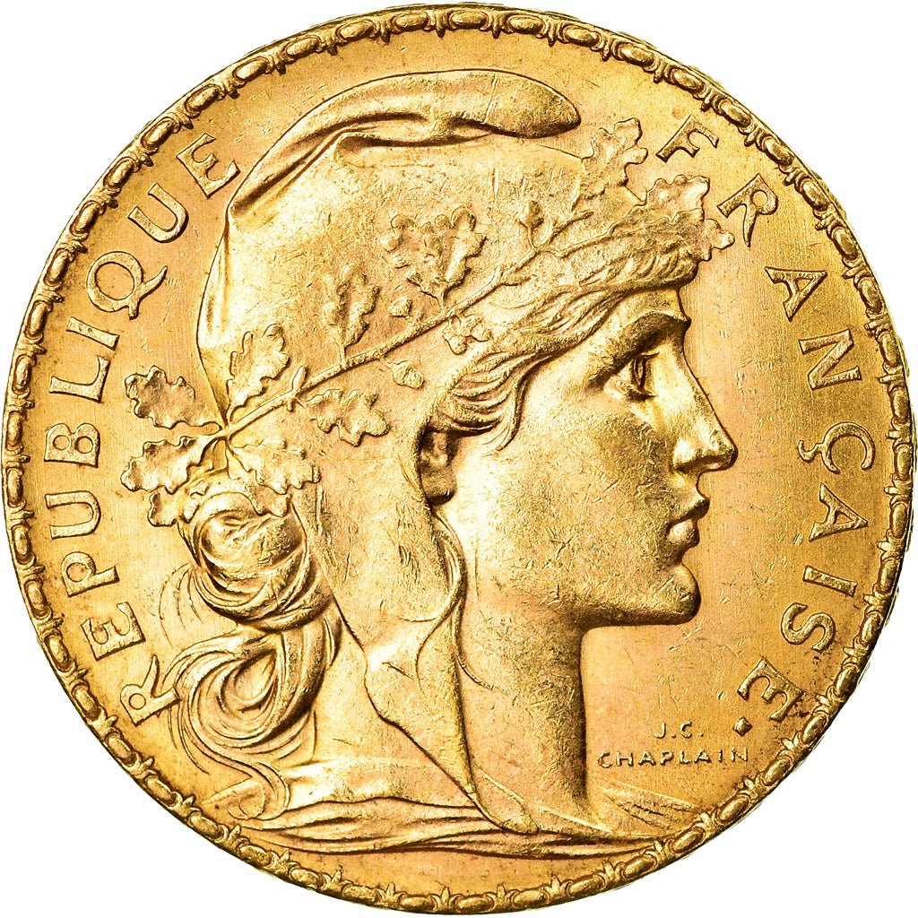 Munten, Frankrijk, Marianne, 20 Francs, 1914, Paris, PR, Goud, KM:857