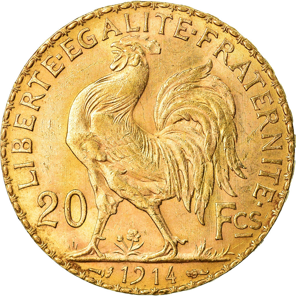 Munten, Frankrijk, Marianne, 20 Francs, 1914, Paris, PR, Goud, KM:857