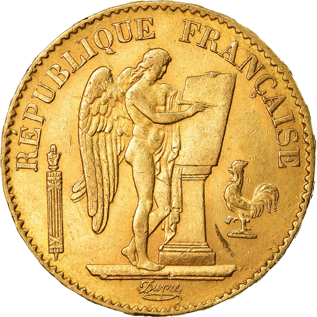 Moeda, França, Génie, 20 Francs, 1877, Paris, AU(55-58), Dourado, KM:825