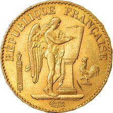 Moeda, França, Génie, 20 Francs, 1877, Paris, AU(55-58), Dourado, KM:825