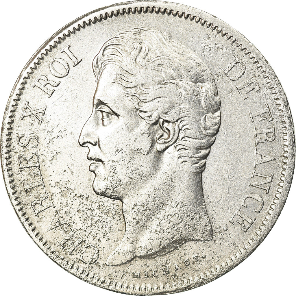 Moeda, França, Charles X, 5 Francs, 1830, Lille, VF(30-35), Prata, KM:728.13