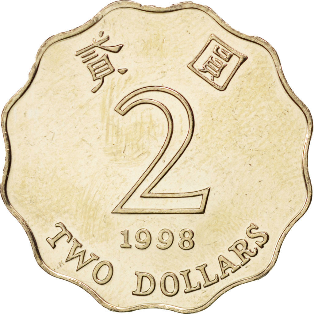 Coin, Hong Kong, Elizabeth II, 2 Dollars, 1998, MS(63), Copper-nickel, KM:64