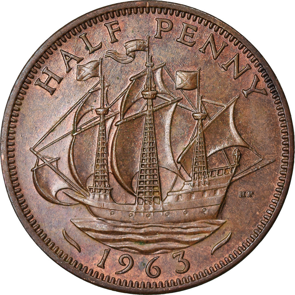 Monnaie, Grande-Bretagne, Elizabeth II, 1/2 Penny, 1963, SUP, Bronze, KM:896