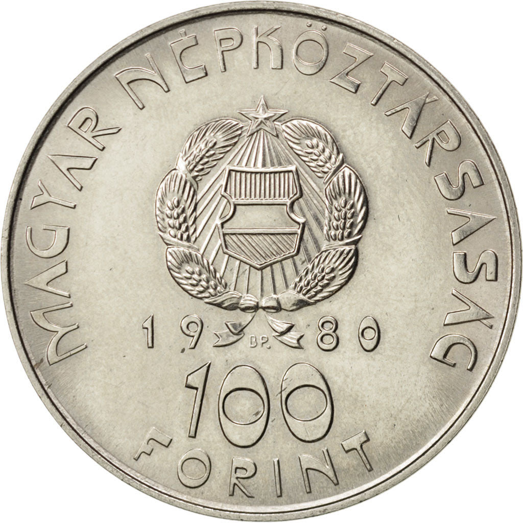HUNGARY, 100 Forint, Szaz, 1980, KM #617, MS(63), Nickel, 32, 12.17