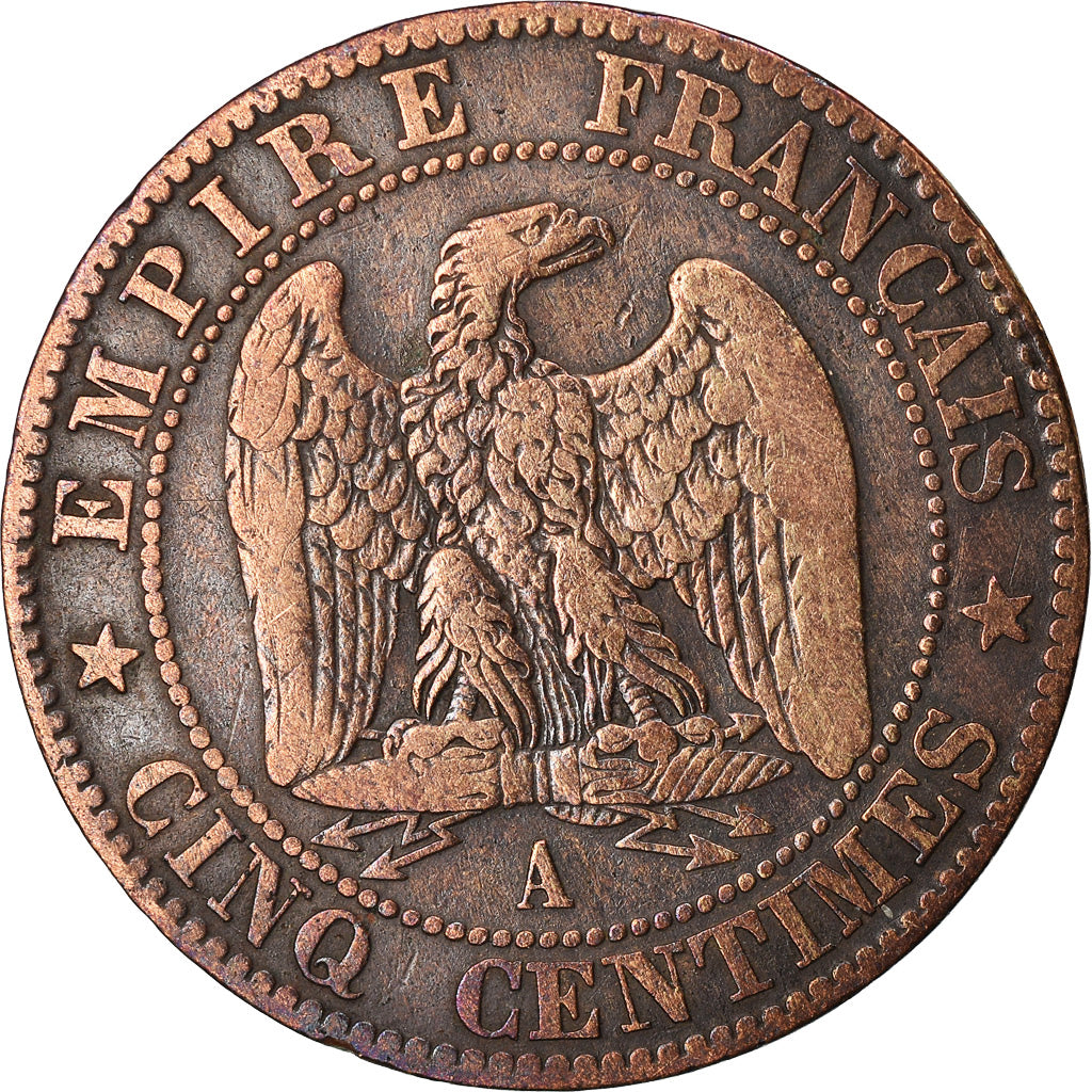 Coin, France, Napoleon III, 5 Centimes, 1853, Paris, VF(20-25), KM 777.1