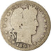 Monnaie, États-Unis, Barber Quarter, 1893, Philadelphie, B+