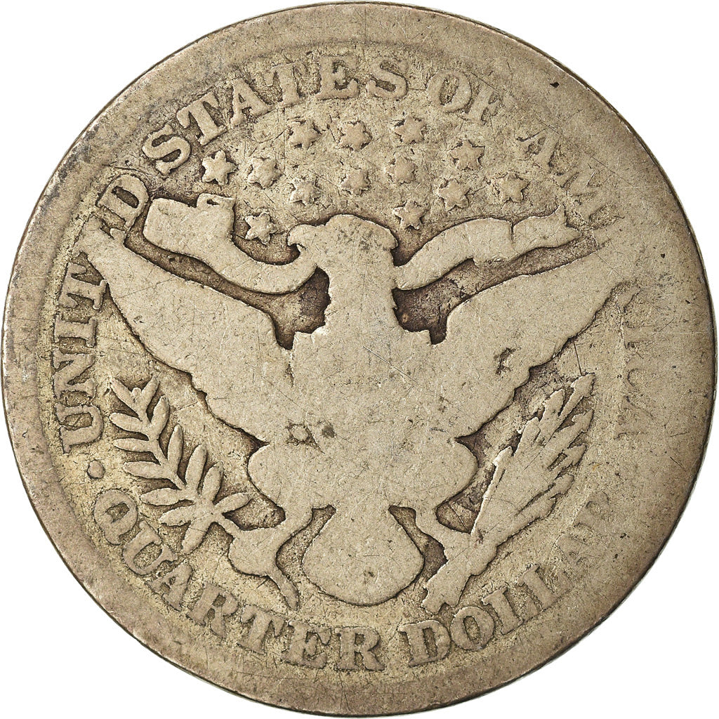 Monnaie, États-Unis, Barber Quarter, 1893, Philadelphie, B+