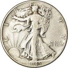 Monnaie, États-Unis, Walking Liberty Half Dollar, 1945, Philadelphie, TB+