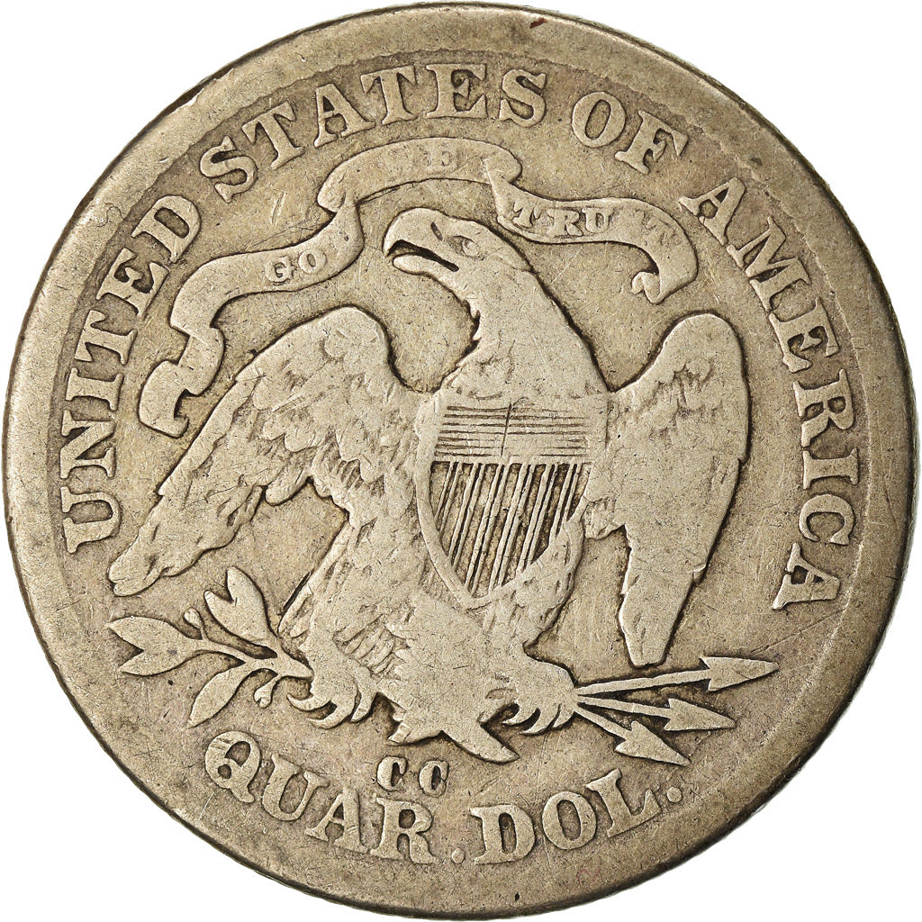 Moneta, USA, Seated Liberty Quarter, Quarter, 1877, Carson City, VF(20-25)