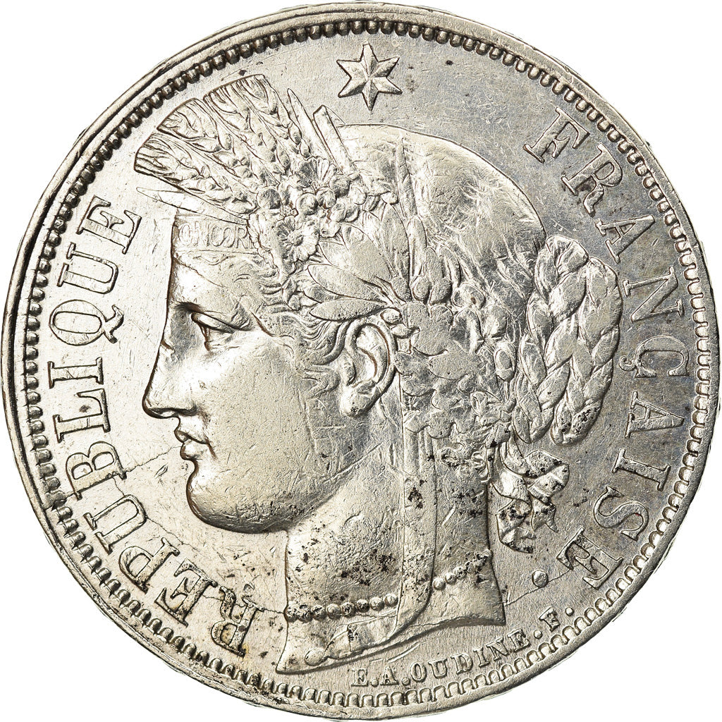 Coin, France, Cérès, 5 Francs, 1870, Bordeaux, VF(30-35), Silver, KM:818.2