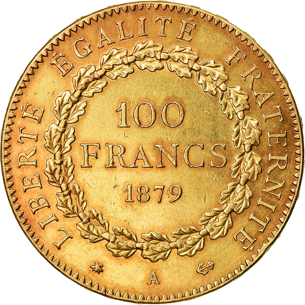 Moeda, França, Génie, 100 Francs, 1879, Paris, AU(50-53), Dourado, KM:832