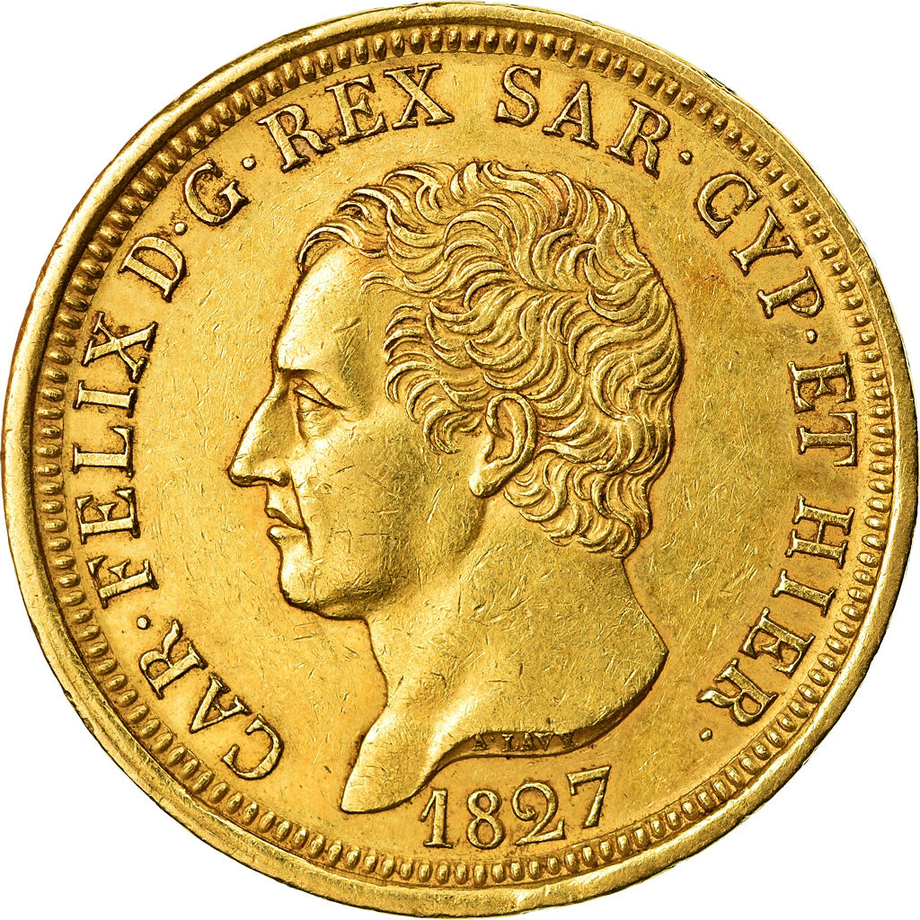 Monnaie, États italiens, SARDINIA, Carlo Felice, 80 Lire, 1827, Genoa, SUP, Or